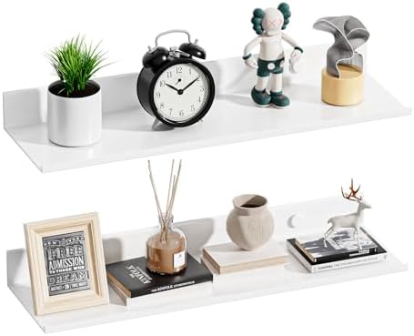 Wisfame White Floating Wall Shelves Set of 2 157 Inch