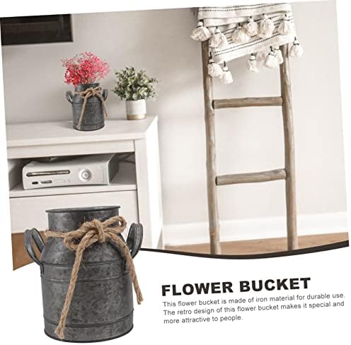 Vaguelly Vintage Iron Flower Bucket Rustic Decorative Vase