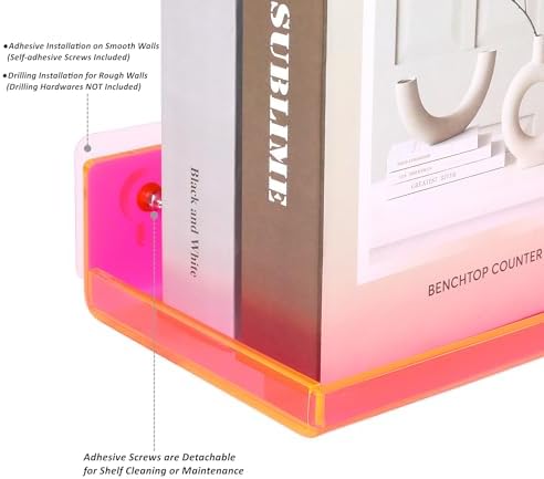 Neon Pink Floating Wall Shelves Pack of 2