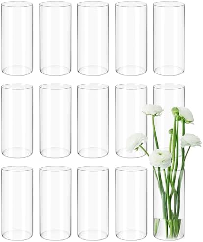 15 Pack Clear Glass Cylinder Vases 8 Inch Tall