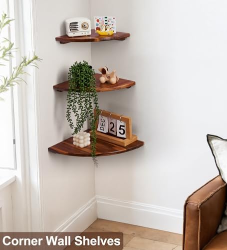 Conamily Corner Shelves Set of 3 Floating Wall Shelves
