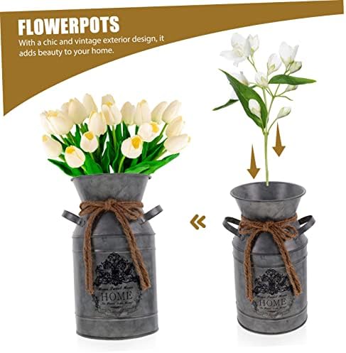 Rustic Iron Flower Bucket for Home Decor