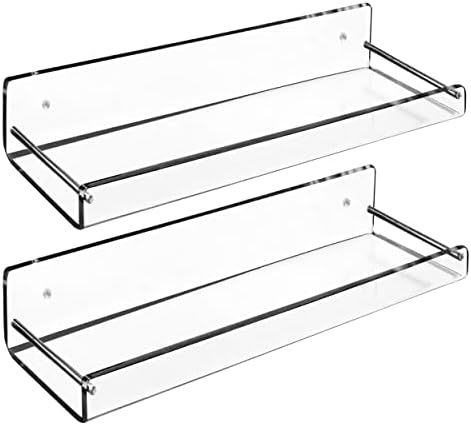 AMT 2 Pack Clear Acrylic Floating Shelves 15x4 Inch