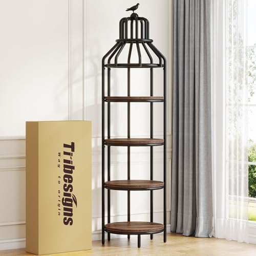 Tribesigns 4 Tier Corner Bookshelf with 4 Round Shelves