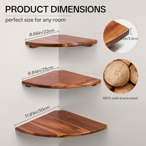 Conamily Corner Shelves Set of 3 Floating Wall Shelves