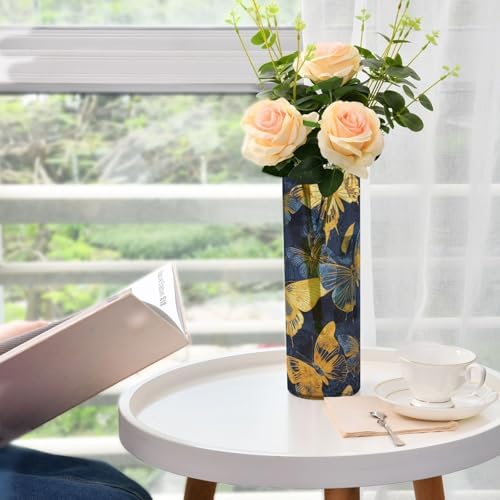Blue and Gold Butterfly Plastic Candle Holder 118 x 39 Inch