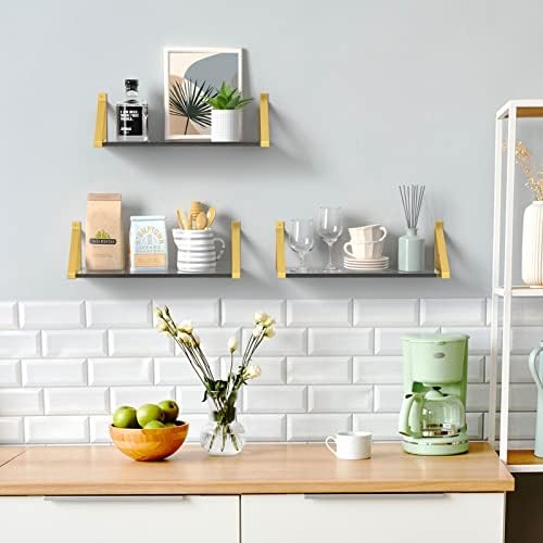 Gold Floating Shelves Set of 3 8mm Clear Acrylic Display