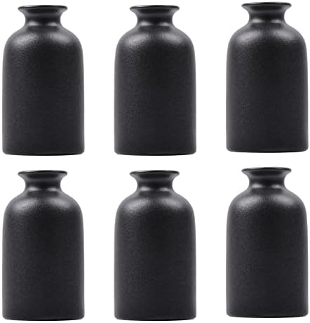 6 Pack Matte Black Ceramic Vases for Home Decor and Centerpieces