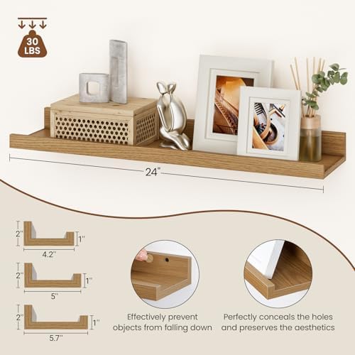 Floating Shelves Set of 6 24 Inch Wall Mounted Display Organizer