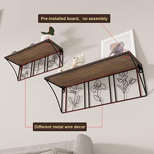 QUTREY Floating Shelves Set of 2 Minimalist Metal Abstract Decor for Living Room and Bedroom