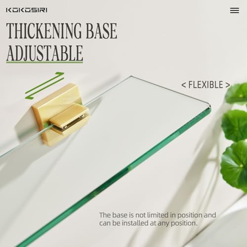 KOKOSIRI Floating Tempered Glass Shelf 16x56 Inch
