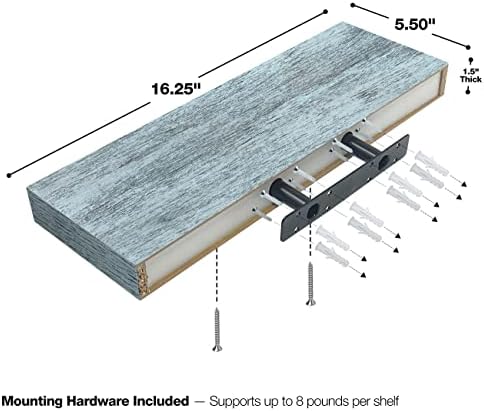 Sorbus Floating Shelves 3 Pack Rustic Blue
