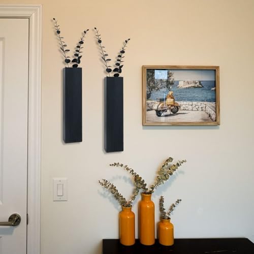 2Pack Wooden Wall Planters with Fake Eucalyptus Stems