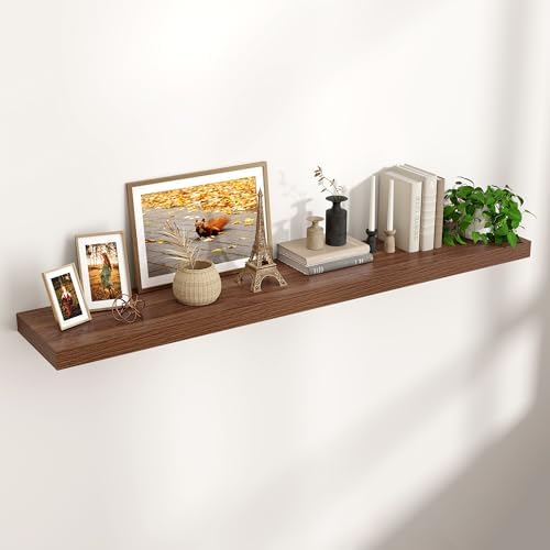 Venusmiles 55W x 10D Floating Wall Shelf Walnut