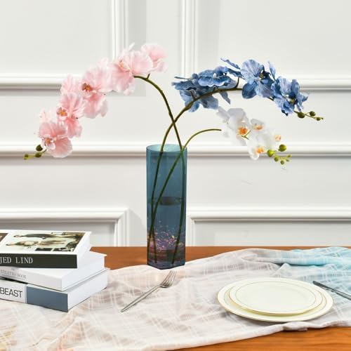 Green Mermaid Plastic Cylinder Vase for Flowers 118 x 39 Inch Decorative Aesthetic Entryway Candle Holder