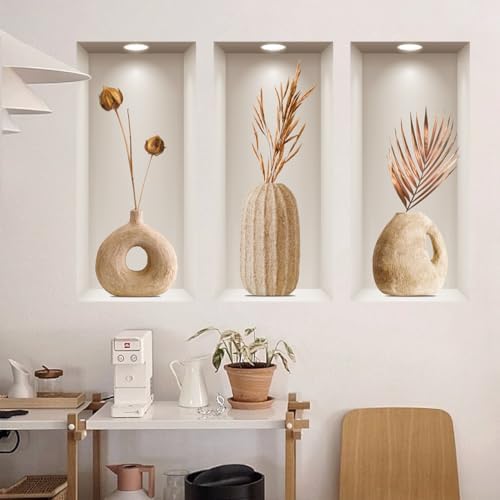 Joyartu 3D Plants Wall Decals 3PCS Modern Botanical Mural Stickers