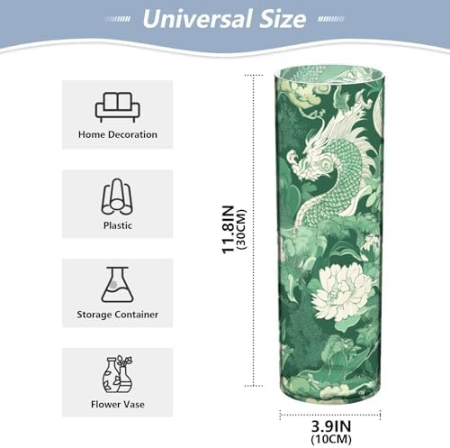 Green Retro Flower Dragon Hurricane Vase 118 x 39 Inch Decorative Holder