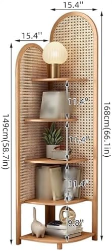 5 Tier Rattan Corner Shelf Orange