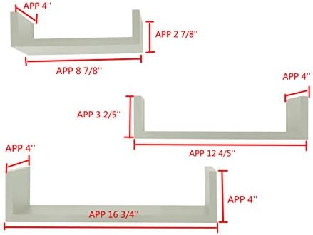 EWEIS HomeWares 3 Floating U Shelves White 1