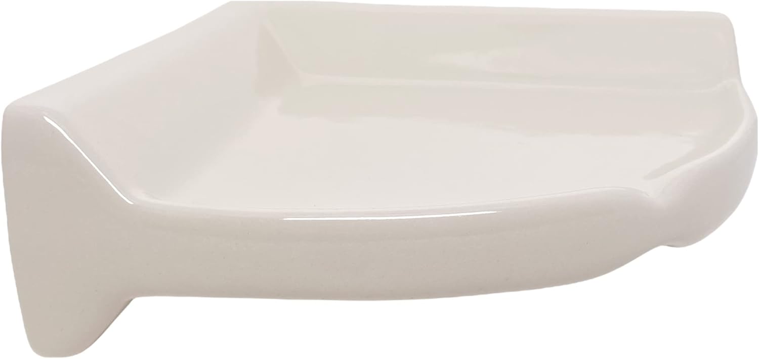 Tenedos Bone Almond Glazed Ceramic Corner Shelf