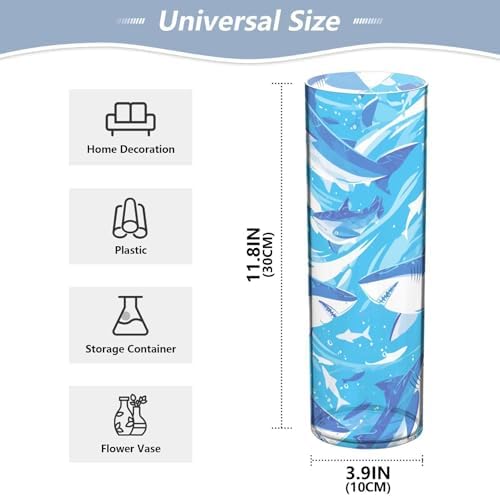 Cartoon Great White Shark Blue Plastic Vase 118 x 39 Inch