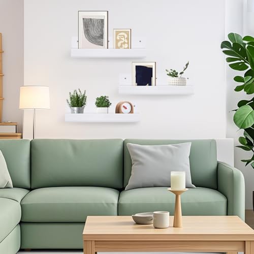 4pcs Floating Shelves Wall Mount White Acrylic Bookshelf
