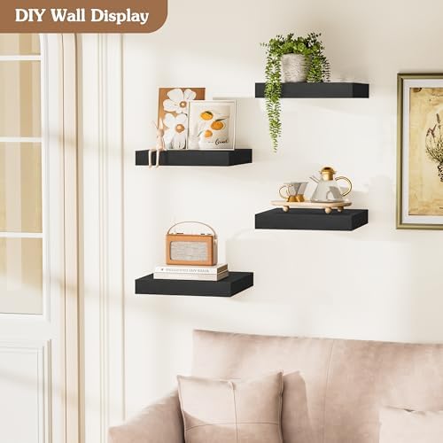 Olakee Corner Floating Shelf Set of 4 Black