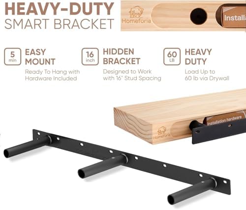 Homeforia 60 Inch Solid Wood Floating Shelf Set of 2