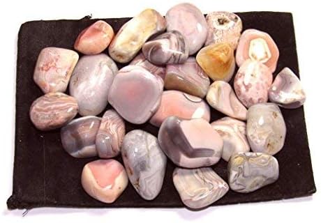 Tumbled Pink Botswana Agate with Velvet Bag - 1 Inch Stones 12 Pound