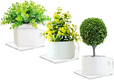 Bigfety Acrylic Floating Shelves 3-Ledges Clear Mini Display Shelf