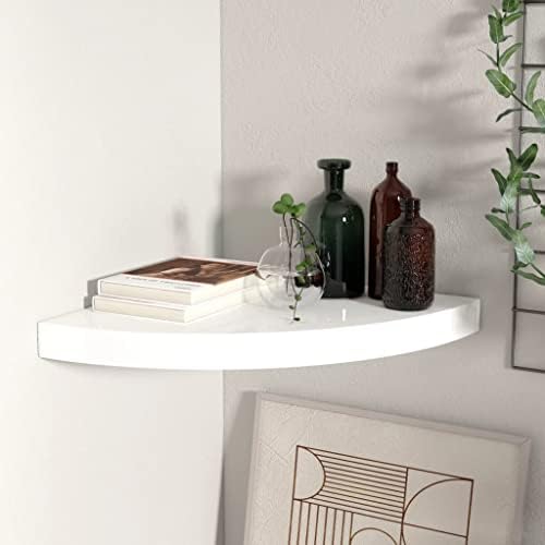 Floating Corner Shelf with High Gloss White Finish