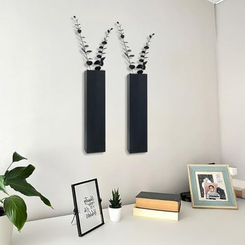 2Pack Wooden Wall Planters with Fake Eucalyptus Stems