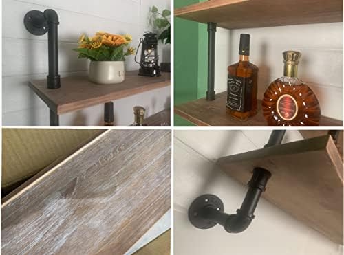 Industrial Pipe Floating Shelf with Solid Wood 48 Inch Wall Mount