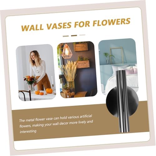 BESTOYARD 2Pcs Wall Mounted Metal Vase for Dried Flowers