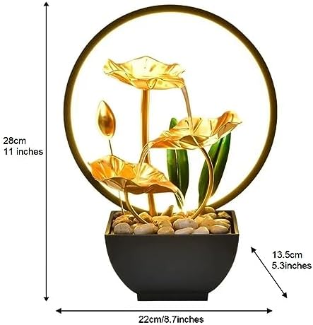 TiCin USB Powered Tabletop Fountain with Natural Rocks and LED Lights