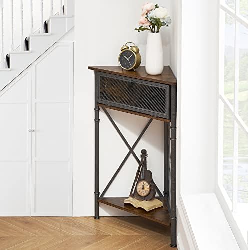 VECELO 3-Tier Corner Cabinet with Flip Door