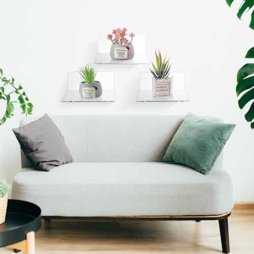 Wenqik Acrylic Floating Shelves 6x6 Inch 6 Packs Wall Display Organizer