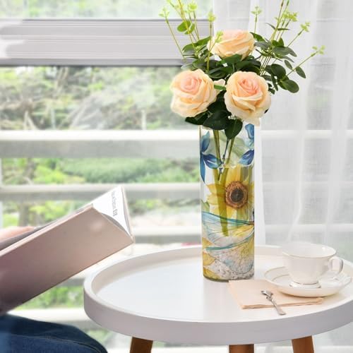 Watercolor Dragonfly Sunflower Plastic Candle Holder
