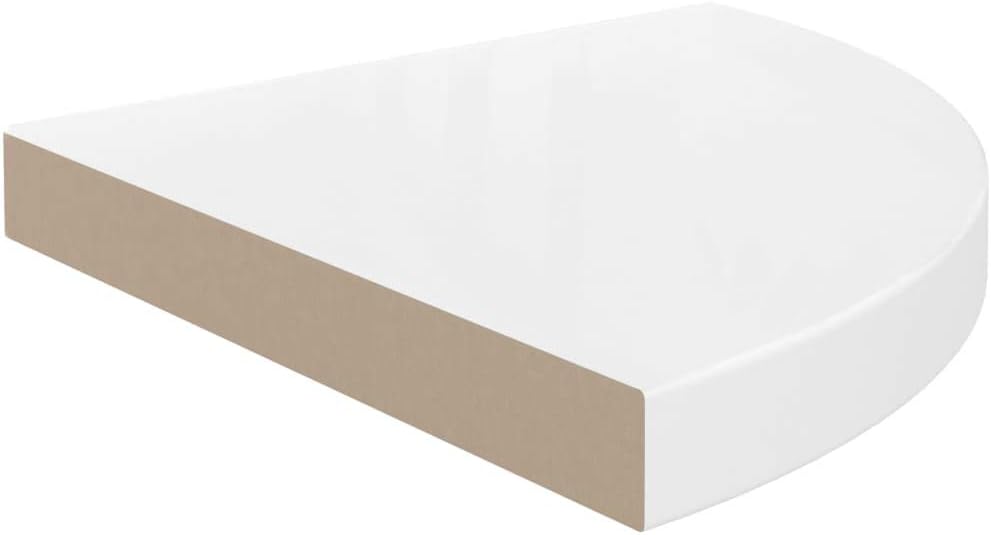 Floating Corner Shelf with High Gloss White Finish