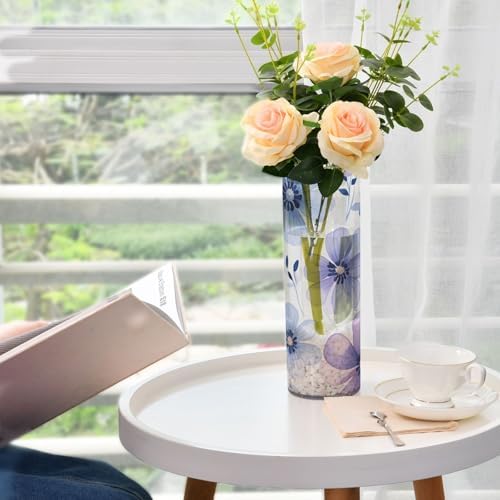 Purple Watercolor Blooms Plastic Hurricane Candle Holder 118x39 Inch Decorative