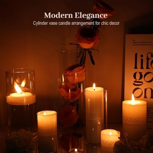 16 Pack Clear Glass Cylinder Vases for Home Decor and Party Use