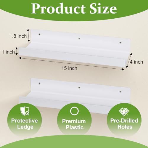 4pcs Floating Shelves Wall Mount White Acrylic Bookshelf