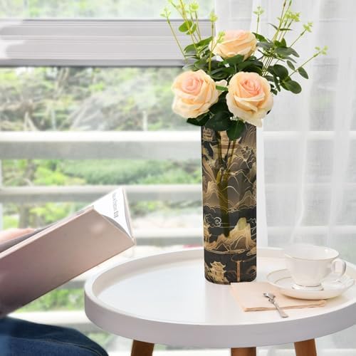 Black and Gold Plastic Hurricane Candle Holder 118 x 39 Inch