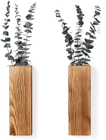 2 Pack Wood Wall Planters - Modern Farmhouse Decor for Home Office and Living Room