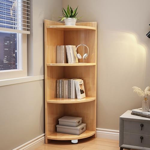 Modern 4 Tier Corner Bookshelf 47 Tall Wood Shelf