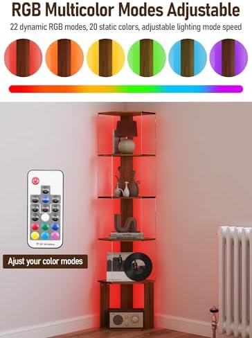 Quikraen 6 Tier Corner Shelf with LED Light