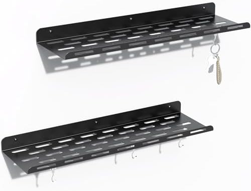 Kerisgo Floating Bookshelf Set of 2 with Magnetic Hooks