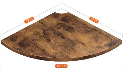 Homode Corner Wall Shelf 12 Inch Wide Rustic Brown Floating Shelves Set of 4