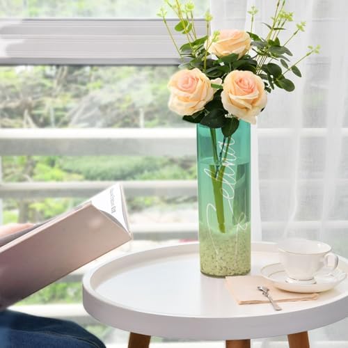 J JOYSAY Custom Teal Yellow Gradient Plastic Vase