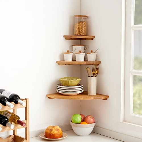 Natural Oak Corner Shelf 14 Inches Floating Display Shelf